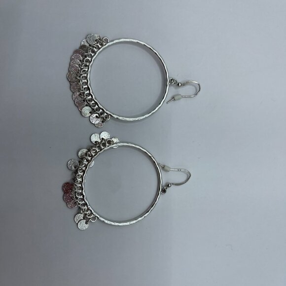 NWT Silver Hoops with Dangle Fringe Earrings - Picture 2 of 6